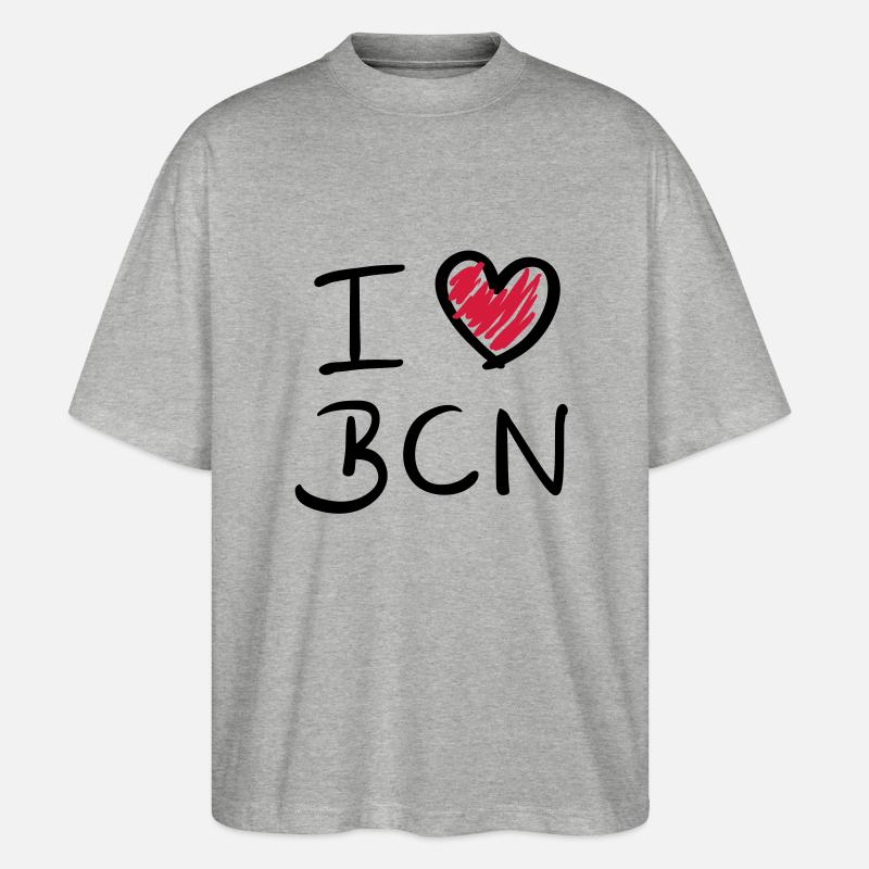 j'aime BCN - Barcelone - T-shirt bio Blaster 2.0 coupe oversize Stanley/Stella Unisexe - gris chiné