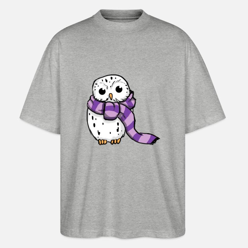 Schneeeule Lila - Stanley/Stella Oversized Unisex Bio T-Shirt Blaster 2.0 - Grau meliert