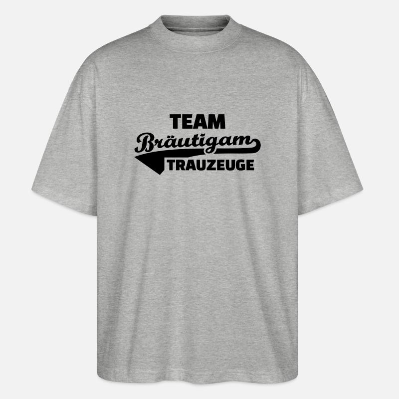Team Bräutigam - Stanley/Stella Oversized Unisex Bio T-Shirt Blaster 2.0 - Grau meliert