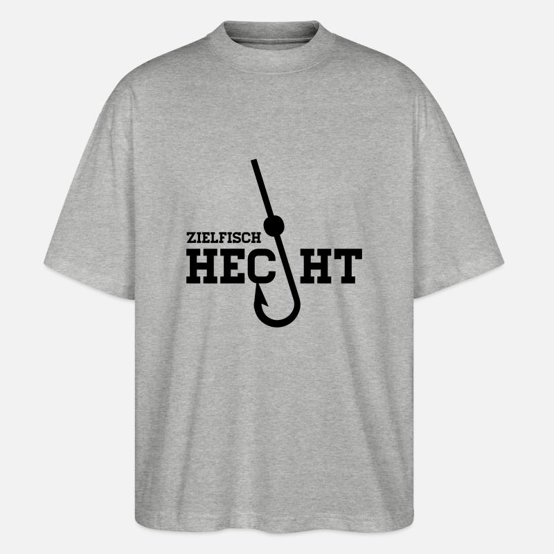 Zielfisch Hecht - Anglershirt - Stanley/Stella Oversized Unisex Bio T-Shirt Blaster 2.0 - Grau meliert