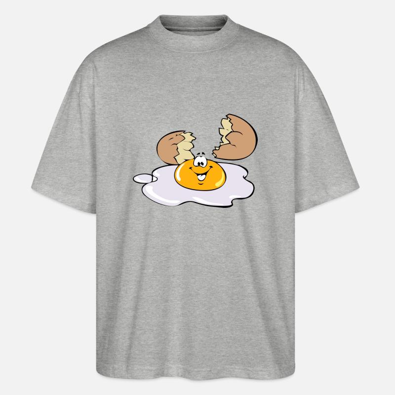 Fried Egg Egg - Stanley/Stella Oversized Unisex Organic T-shirt Blaster 2.0 - heather grey