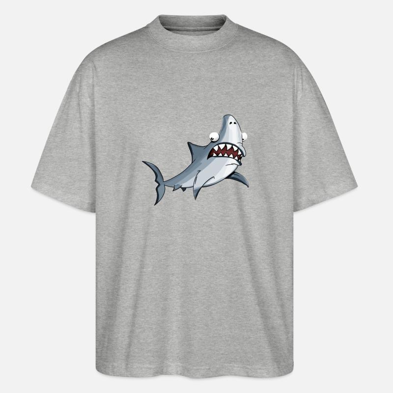lustiger Haifisch - Stanley/Stella Oversized Unisex Bio T-Shirt Blaster 2.0 - Grau meliert