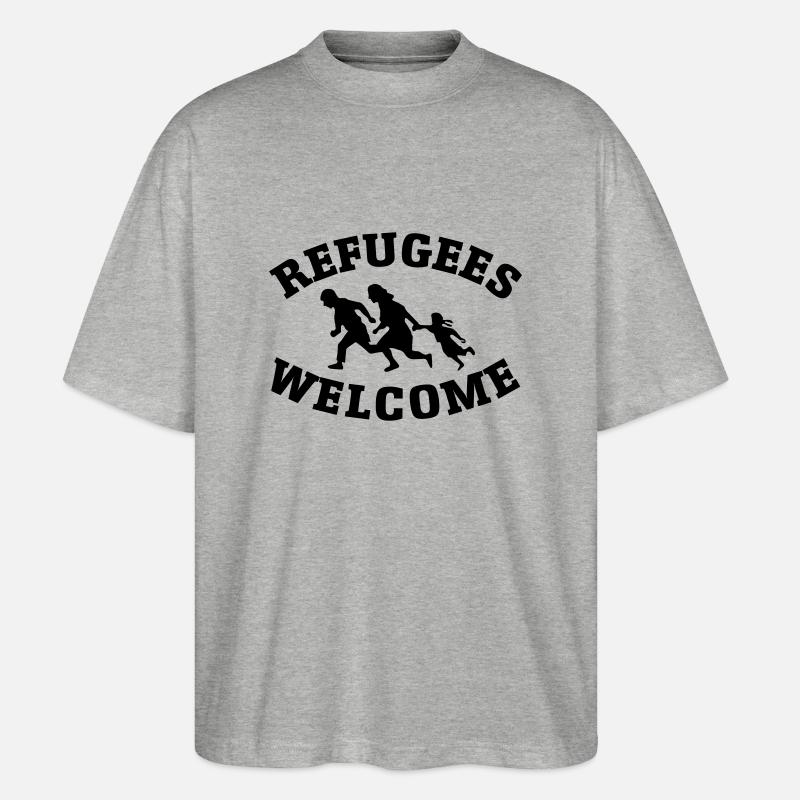 refugees flüchtlinge - Stanley/Stella Oversized Unisex Bio T-Shirt Blaster 2.0 - Grau meliert