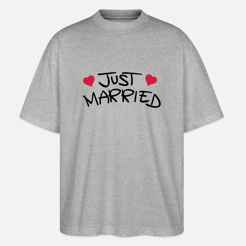 just_married_1__f2 - Stanley/Stella Oversized Unisex Bio T-Shirt Blaster 2.0 - Grau meliert