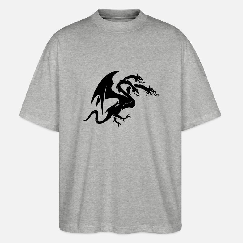 dragon 3 head - Stanley/Stella Oversized Unisex Bio T-Shirt Blaster 2.0 - Grau meliert