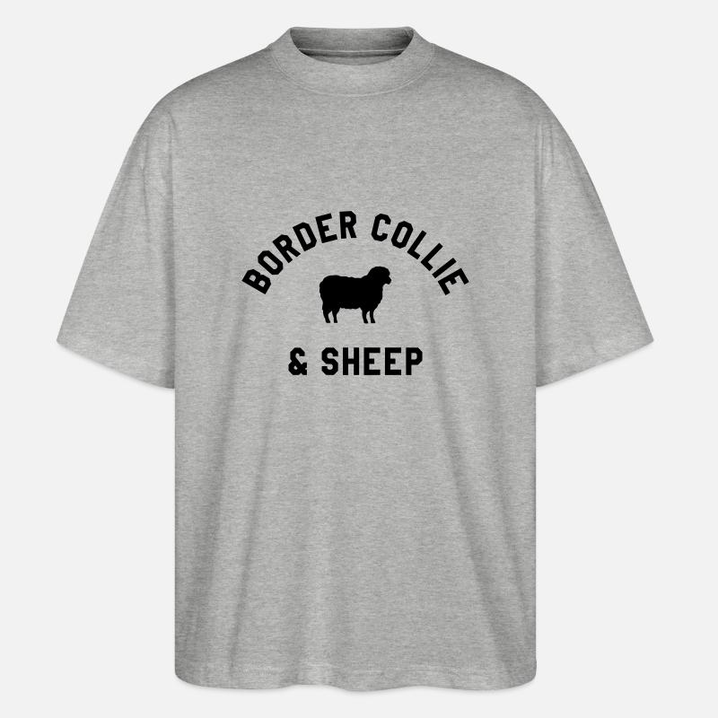 border collie and sheep - T-shirt bio Blaster 2.0 coupe oversize Stanley/Stella Unisexe - gris chiné