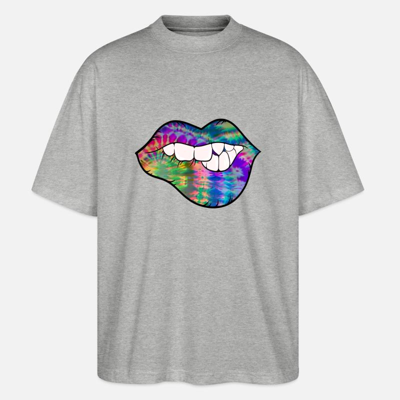 groovy Tie Dye Beißlippe - Stanley/Stella Oversized Unisex Bio T-Shirt Blaster 2.0 - Grau meliert