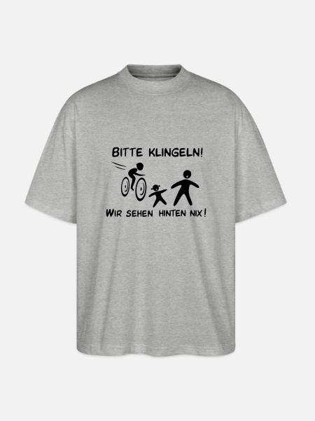 Bitte klingeln! Radfahrer-Kind - Stanley/Stella Oversized Unisex Bio T-Shirt Blaster 2.0 - Grau meliert