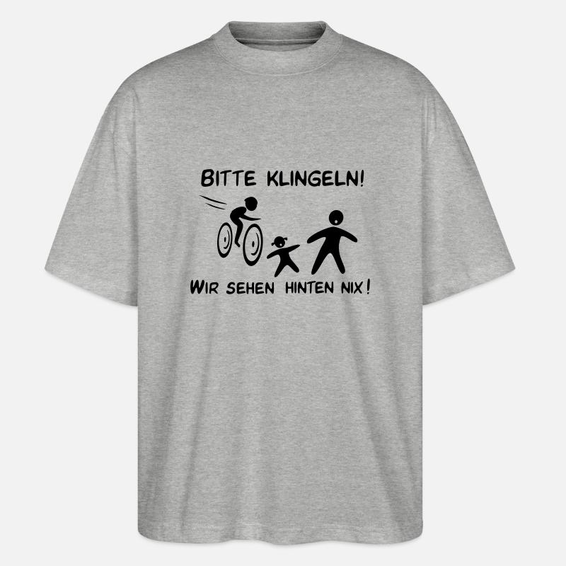 Bitte klingeln! Radfahrer-Kind - Stanley/Stella Oversized Unisex Bio T-Shirt Blaster 2.0 - Grau meliert