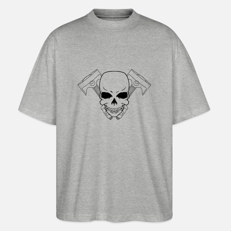 biker skull - T-shirt bio Blaster 2.0 coupe oversize Stanley/Stella Unisexe - gris chiné