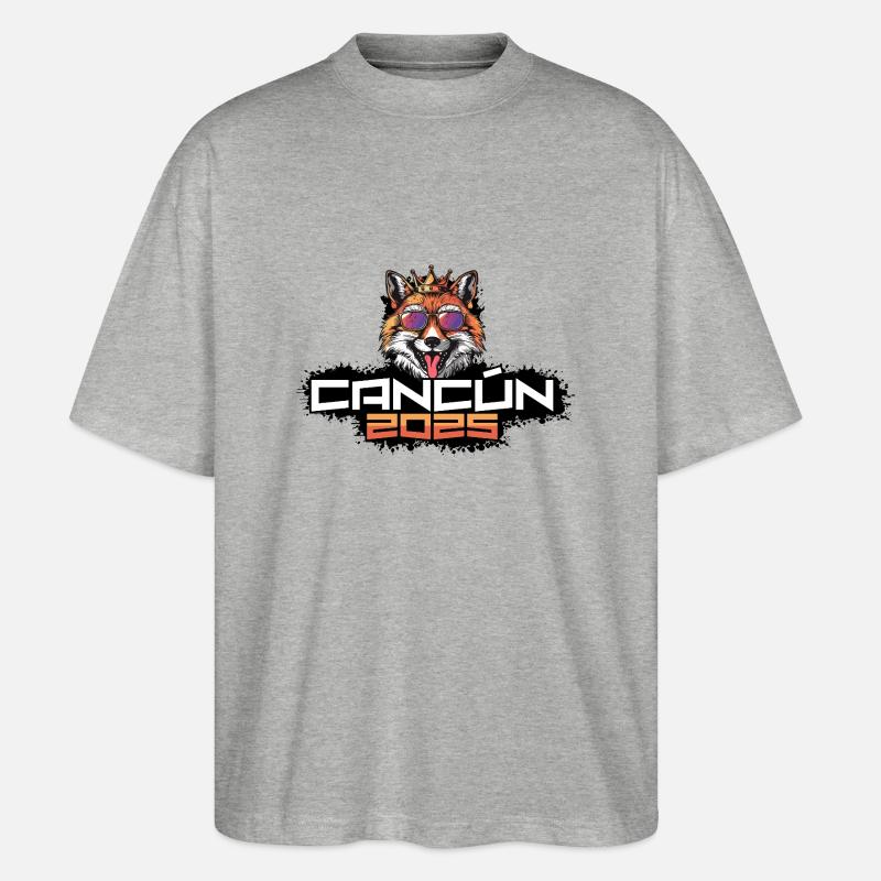 Cancun 2025 Party Fuchs - Stanley/Stella Oversized Unisex Bio T-Shirt Blaster 2.0 - Grau meliert