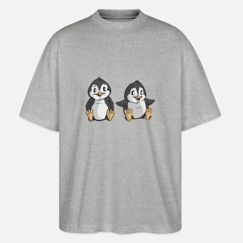 Pinguin Kinder - Stanley/Stella Oversized Unisex Bio T-Shirt Blaster 2.0 - Grau meliert