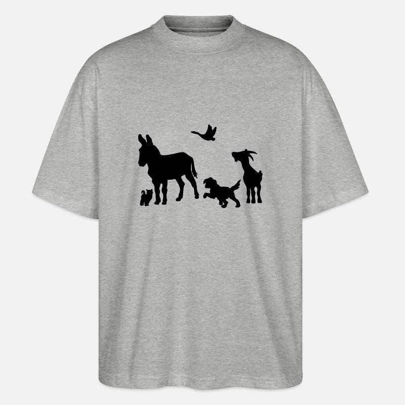 Logo - Tiere im Einklang - Stanley/Stella Oversized Unisex Bio T-Shirt Blaster 2.0 - Grau meliert