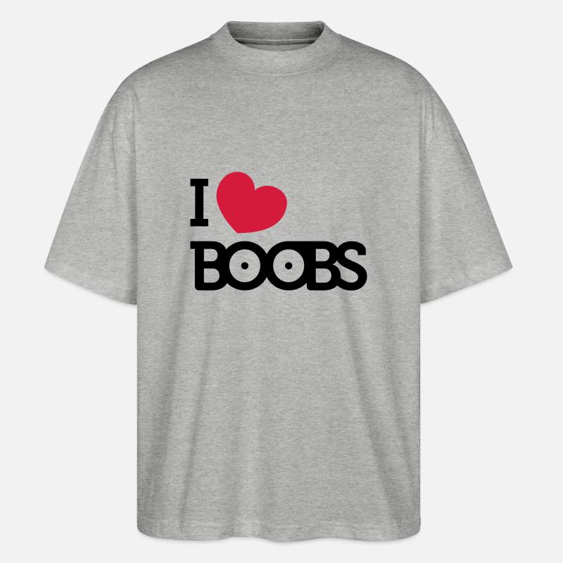 J'aime seins - T-shirt bio Blaster 2.0 coupe oversize Stanley/Stella Unisexe - gris chiné