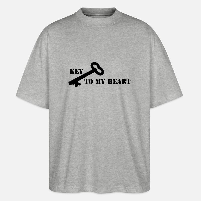Key To My Heart - Stanley/Stella Oversized Unisex Bio T-Shirt Blaster 2.0 - Grau meliert
