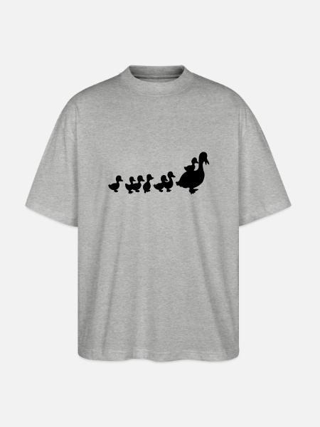 family ducks - Stanley/Stella Oversized Unisex Organic T-shirt Blaster 2.0 - heather grey