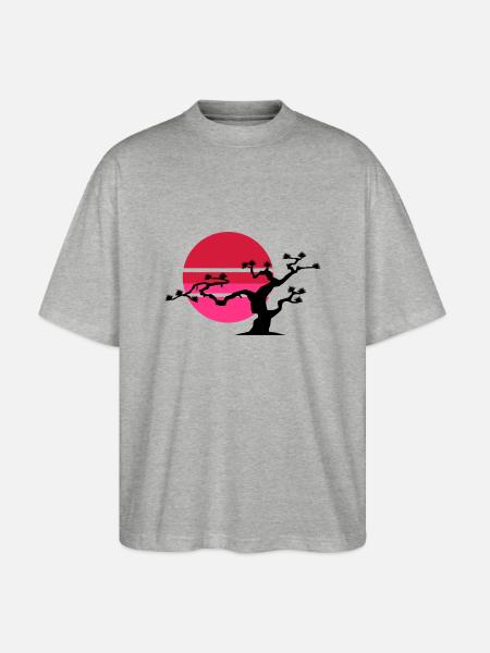 japanischer_baum_2 - Stanley/Stella Oversized Unisex Organic T-shirt Blaster 2.0 - heather grey