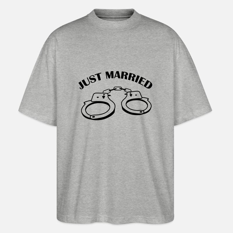 just_married_01 - Stanley/Stella Oversized Unisex Bio T-Shirt Blaster 2.0 - Grau meliert