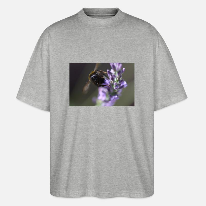 Biene lavendel Lavendelblüte - Stanley/Stella Oversized Unisex Bio T-Shirt Blaster 2.0 - Grau meliert