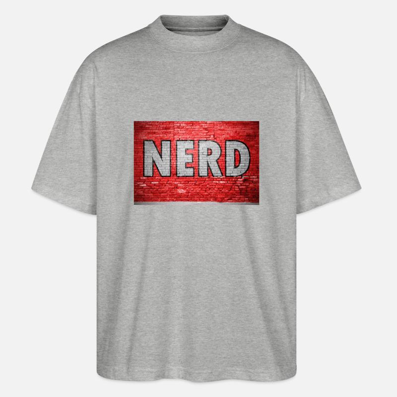 Nerd Graffiti on Brick Wall - Stanley/Stella Oversized Unisex Organic T-shirt Blaster 2.0 - heather grey
