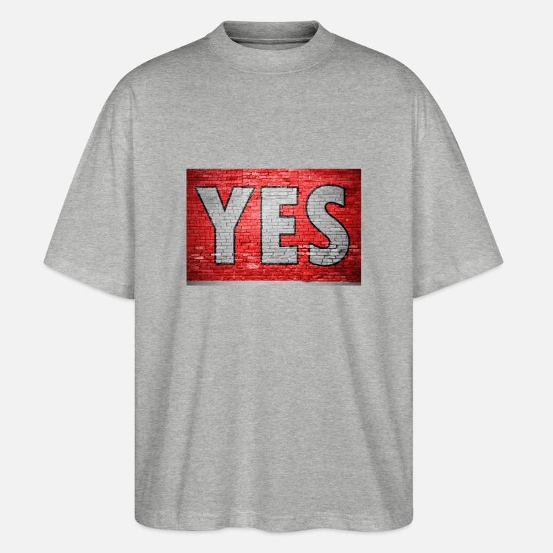 Yes Ziegelsteinmauer Graffiti - Stanley/Stella Oversized Unisex Bio T-Shirt Blaster 2.0 - Grau meliert
