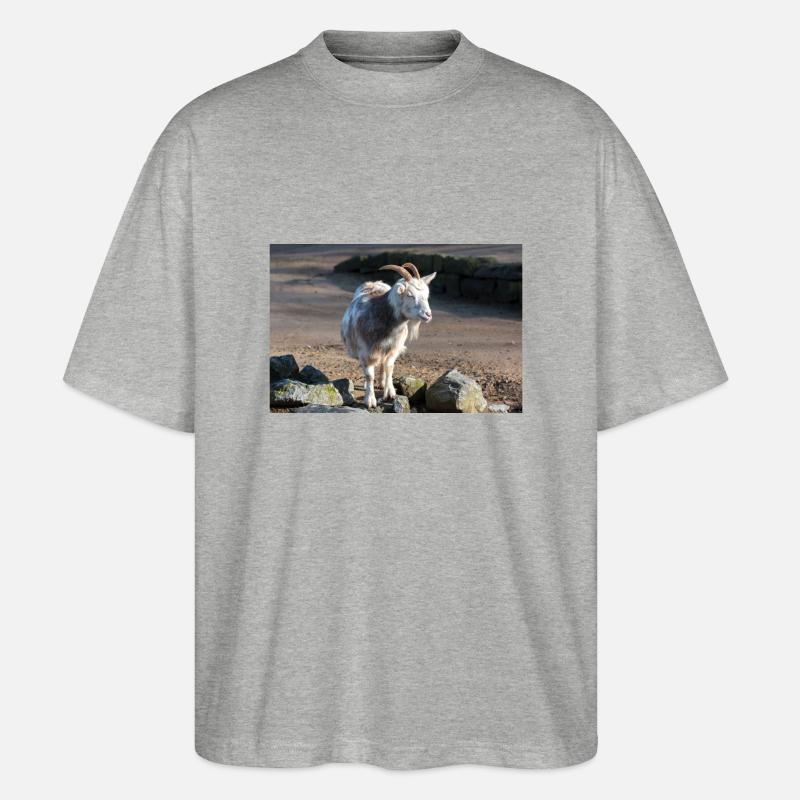 Zwergziege oder Zwergziege - Stanley/Stella Oversized Unisex Bio T-Shirt Blaster 2.0 - Grau meliert