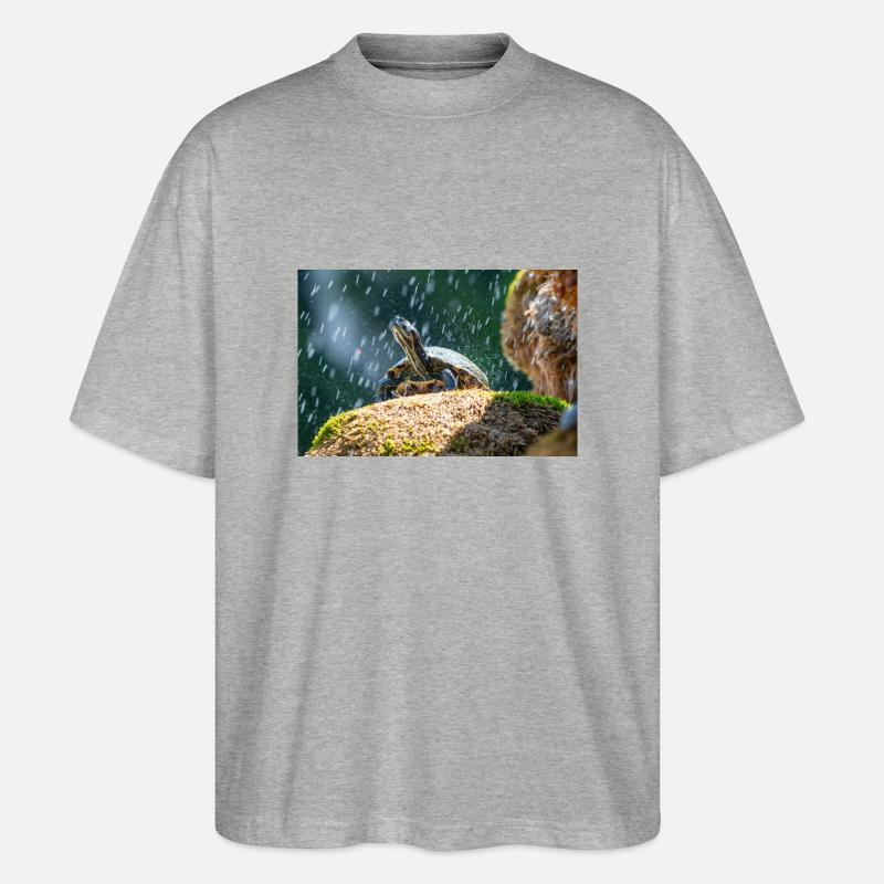 Yellow-bellied slider Trachemys scripta scripta - Stanley/Stella Oversized Unisex Organic T-shirt Blaster 2.0 - heather grey