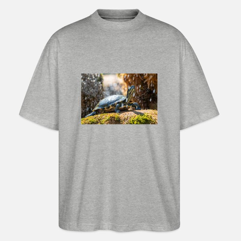 Yellow-bellied slider Trachemys scripta scripta - Stanley/Stella Oversized Unisex Organic T-shirt Blaster 2.0 - heather grey