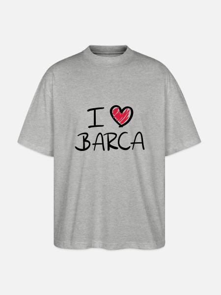 i_love_barca__f2 - Stanley/Stella Oversized Unisex Organic T-shirt Blaster 2.0 - heather grey