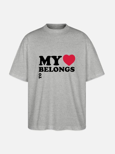 My heart belongs to - Stanley/Stella Oversized Unisex Organic T-shirt Blaster 2.0 - heather grey