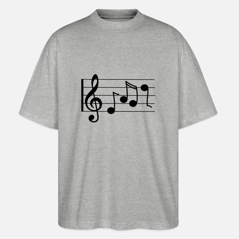Violinschlüssel mit Noten - Stanley/Stella Oversized Unisex Bio T-Shirt Blaster 2.0 - Grau meliert