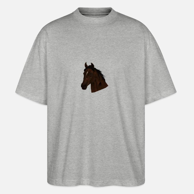 Pferd - Stanley/Stella Oversized Unisex Bio T-Shirt Blaster 2.0 - Grau meliert