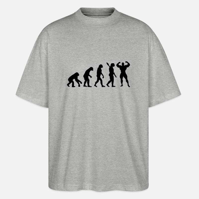 Evolution of Bodybuilder - Stanley/Stella Oversized Unisex Bio T-Shirt Blaster 2.0 - Grau meliert
