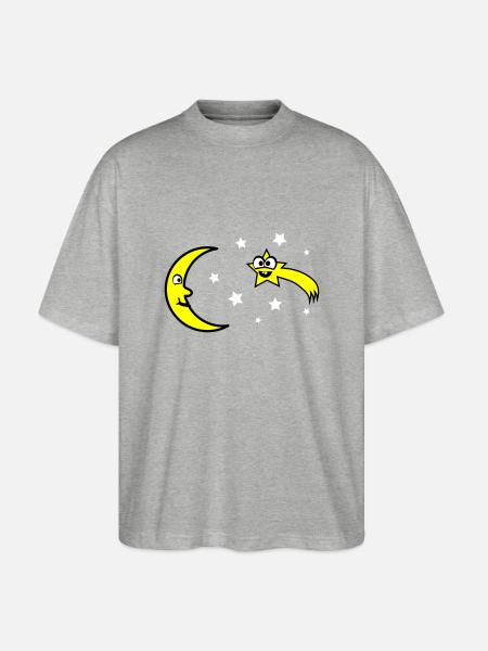 Moon and stars - Stanley/Stella Oversized Unisex Organic T-shirt Blaster 2.0 - heather grey