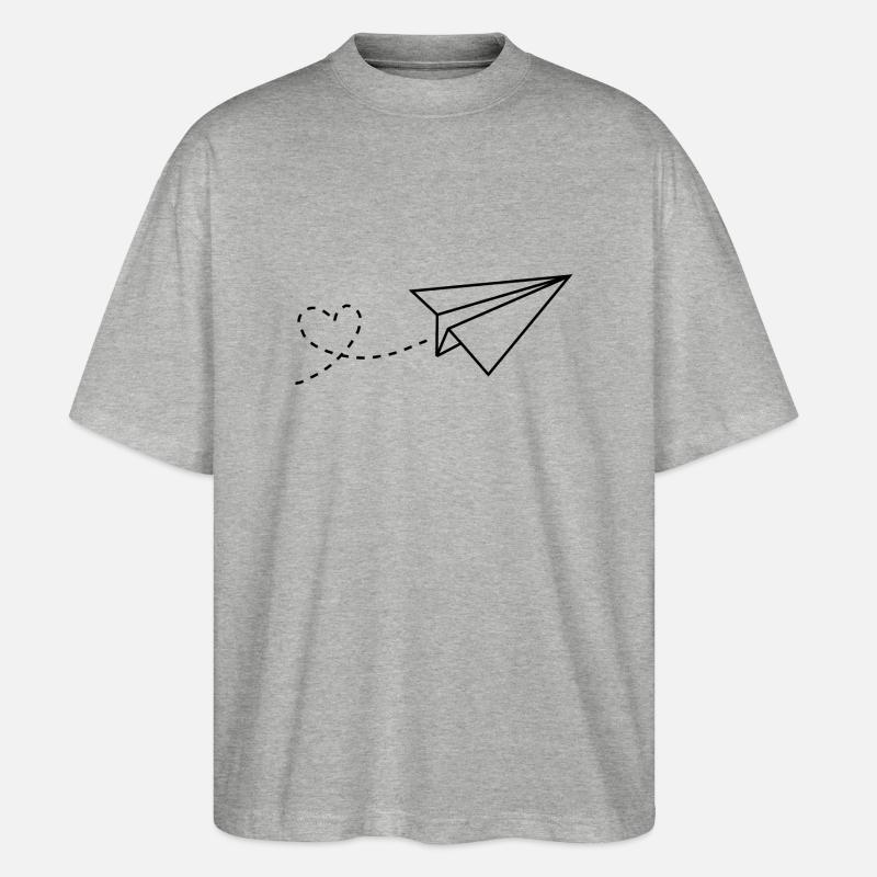 Herz Papierflieger - Stanley/Stella Oversized Unisex Bio T-Shirt Blaster 2.0 - Grau meliert
