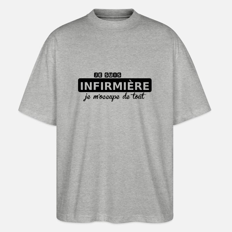je suis infirmière - Stanley/Stella Oversized Unisex Bio T-Shirt Blaster 2.0 - Grau meliert