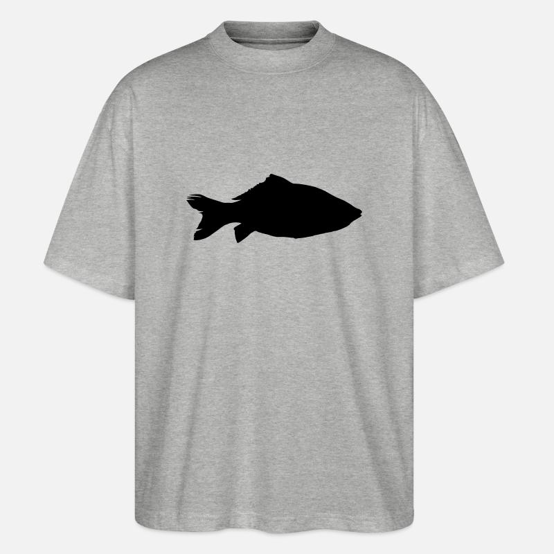 fish carp silhouette - Stanley/Stella Oversized Unisex Bio T-Shirt Blaster 2.0 - Grau meliert