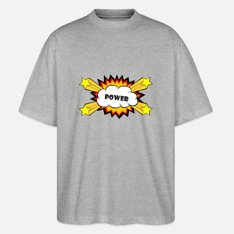 Puissance Comic Explosion - T-shirt bio Blaster 2.0 coupe oversize Stanley/Stella Unisexe - gris chiné