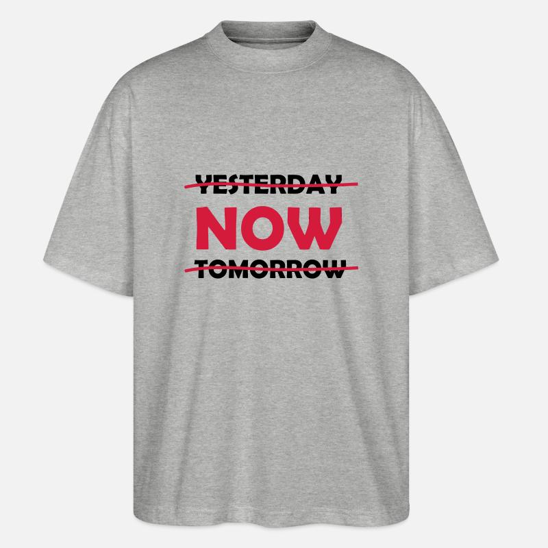 yesterday_now_tomorrow_1 - Stanley/Stella Oversized Unisex Bio T-Shirt Blaster 2.0 - Grau meliert