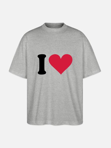 I - love - Stanley/Stella Oversized Unisex Bio T-Shirt Blaster 2.0 - Grau meliert