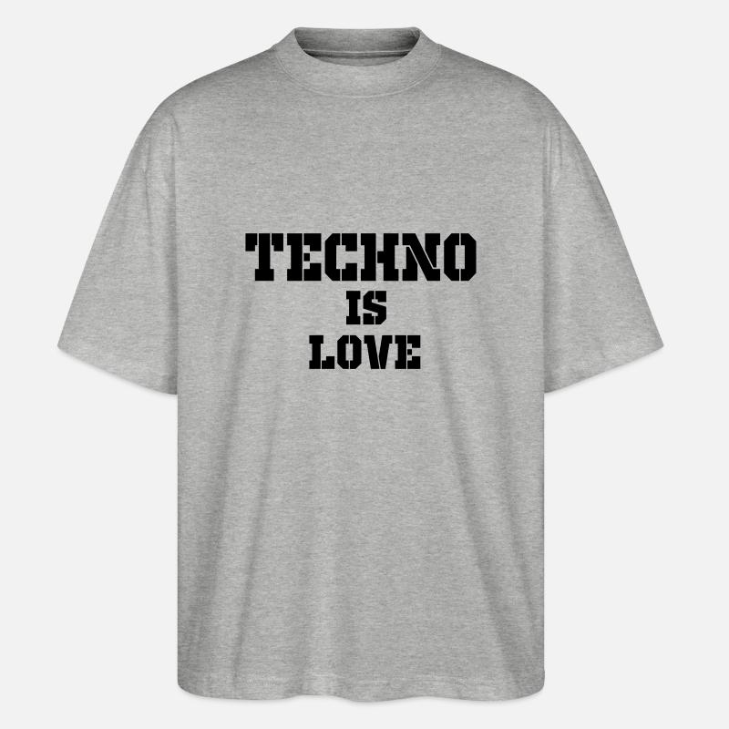 la techno c'est l'amour - T-shirt bio Blaster 2.0 coupe oversize Stanley/Stella Unisexe - gris chiné
