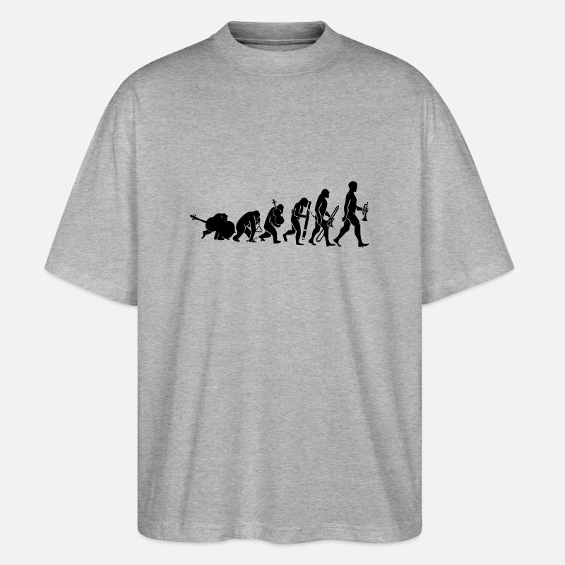 Evolution mit Musik - Stanley/Stella Oversized Unisex Bio T-Shirt Blaster 2.0 - Grau meliert