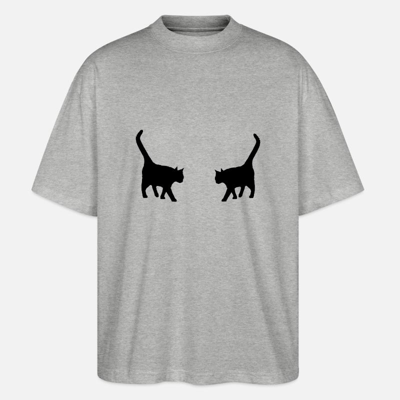 two black cats - Stanley/Stella Oversized Unisex Bio T-Shirt Blaster 2.0 - Grau meliert