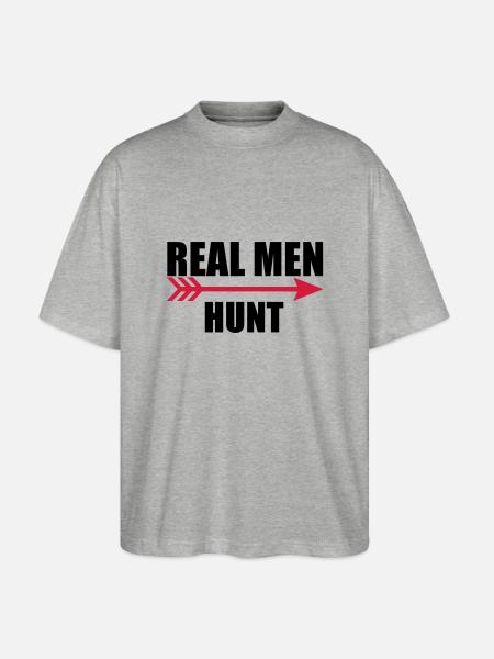 2 real men hunt - Stanley/Stella Oversized Unisex Organic T-shirt Blaster 2.0 - heather grey