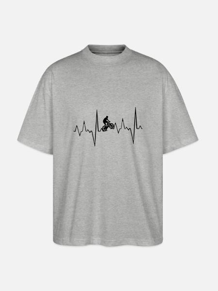 VTT Rythme cardiaque - T-shirt bio Blaster 2.0 coupe oversize Stanley/Stella Unisexe - gris chiné