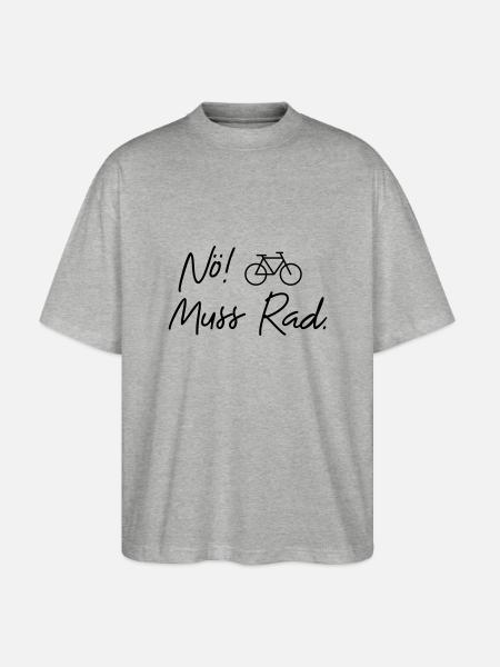 nö muss rad - Stanley/Stella Oversized Unisex Bio T-Shirt Blaster 2.0 - Grau meliert