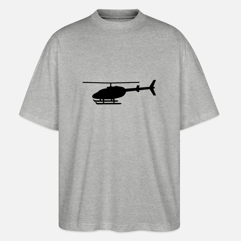 Hubschrauber - Stanley/Stella Oversized Unisex Bio T-Shirt Blaster 2.0 - Grau meliert
