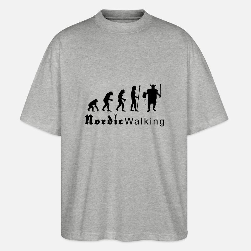 evolution_nordicwalking1 - Stanley/Stella Oversized Unisex Organic T-shirt Blaster 2.0 - heather grey