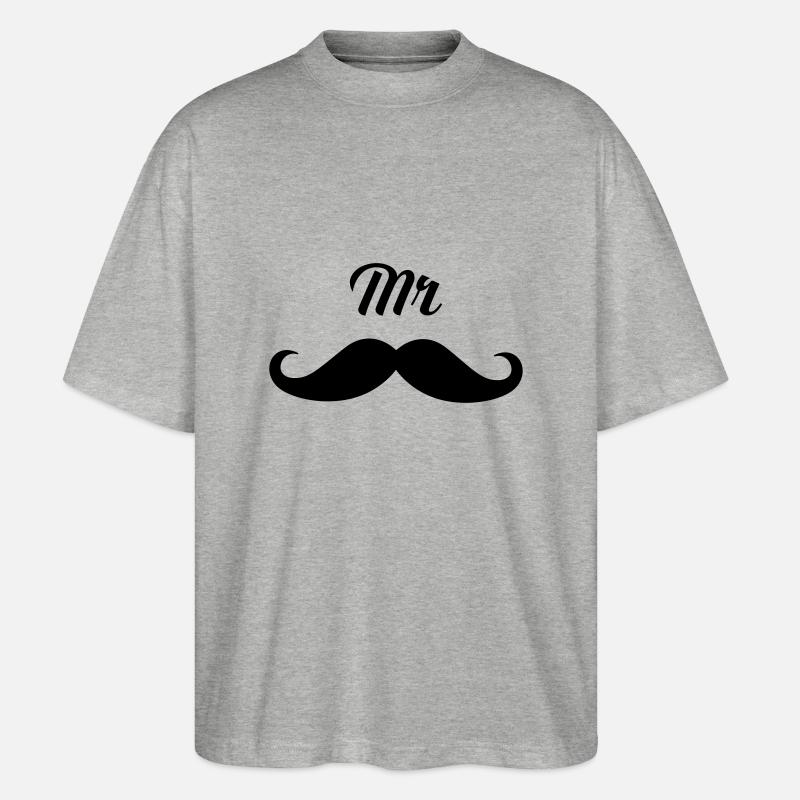 Mr - Moustache Part 1) - T-shirt bio Blaster 2.0 coupe oversize Stanley/Stella Unisexe - gris chiné