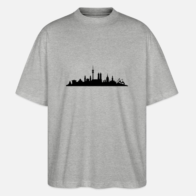 Skyline München - Stanley/Stella Oversized Unisex Bio T-Shirt Blaster 2.0 - Grau meliert